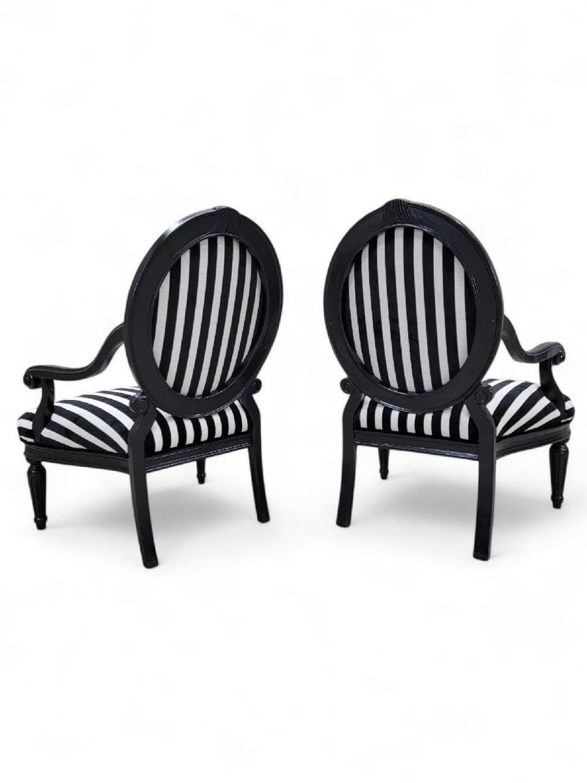 Vintage French Louis Style Chairs Newly Reupholstered - Pair - 5