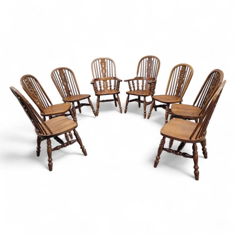 Vintage Victorian Style Windsor Dining Chairs by Nichols and Stone - Set of 8 (1 of 8)