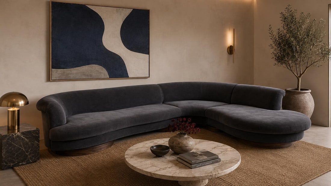 Postmodern Vladimir Kagan Style Serpentine Sectional Sofa by Weiman Newly Reupholstered - 2