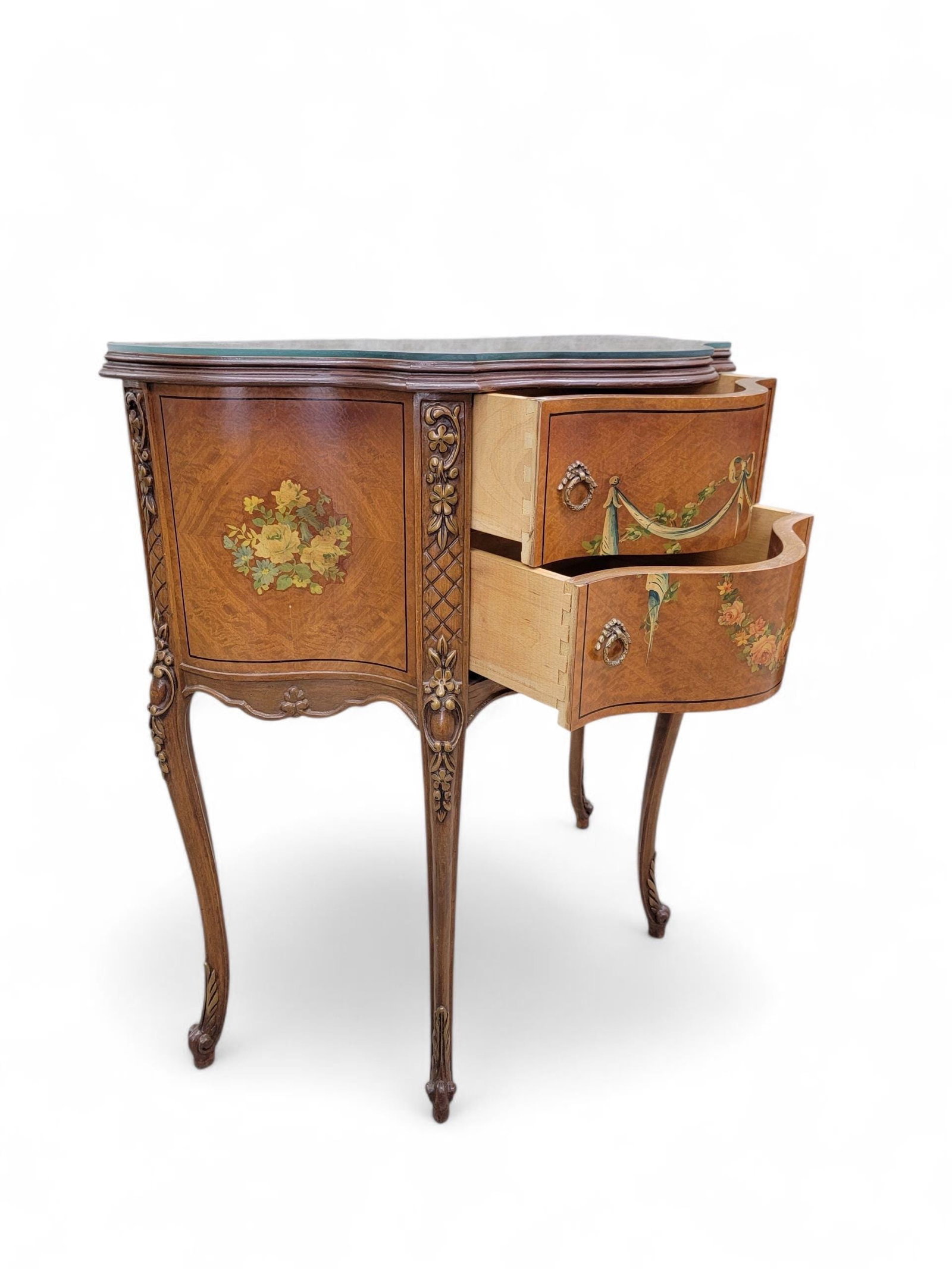 Antique Neoclassical French Style Hand Painted End Tabes/Nightstands - Pair - 5