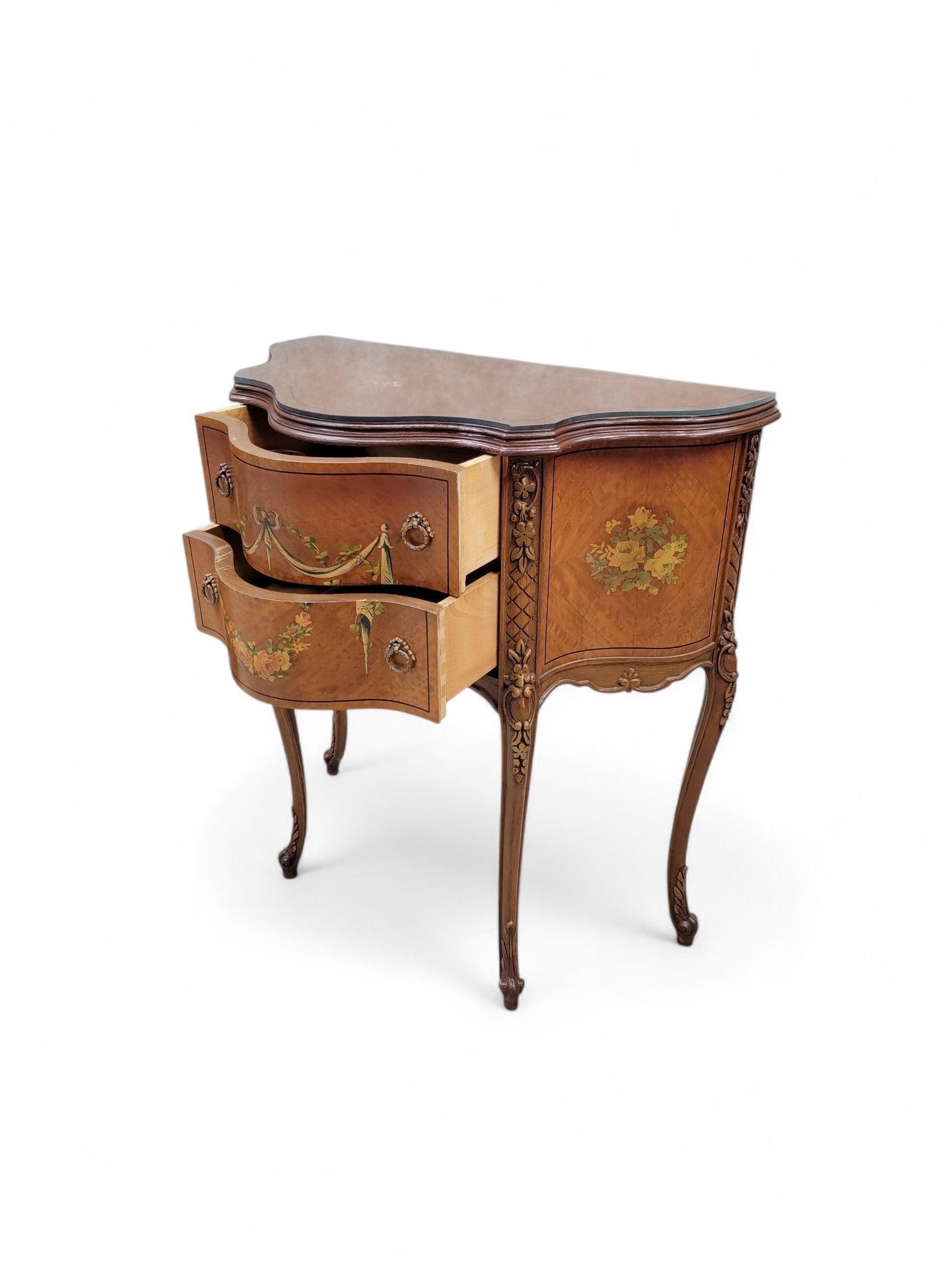 Antique Neoclassical French Style Hand Painted End Tabes/Nightstands - Pair - 7