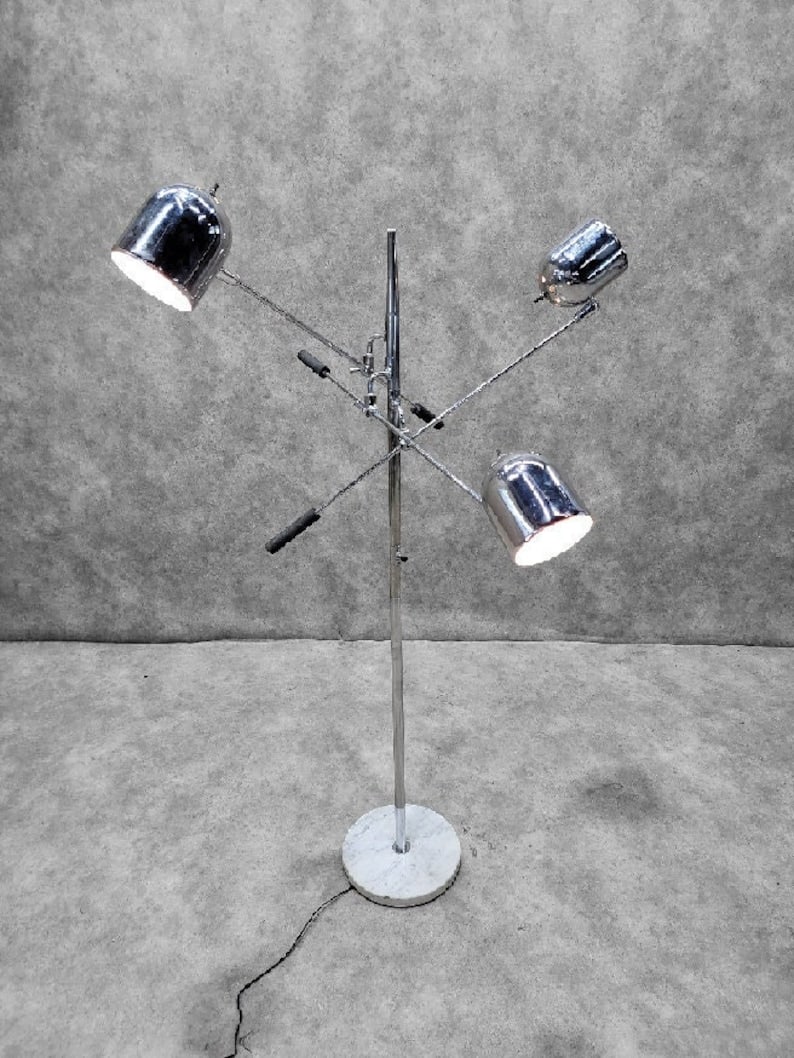 Vintage Italian Mid Century Modern Chrome and Marble Triennale Floor Lamp for Arredoluce (1 of 7)
