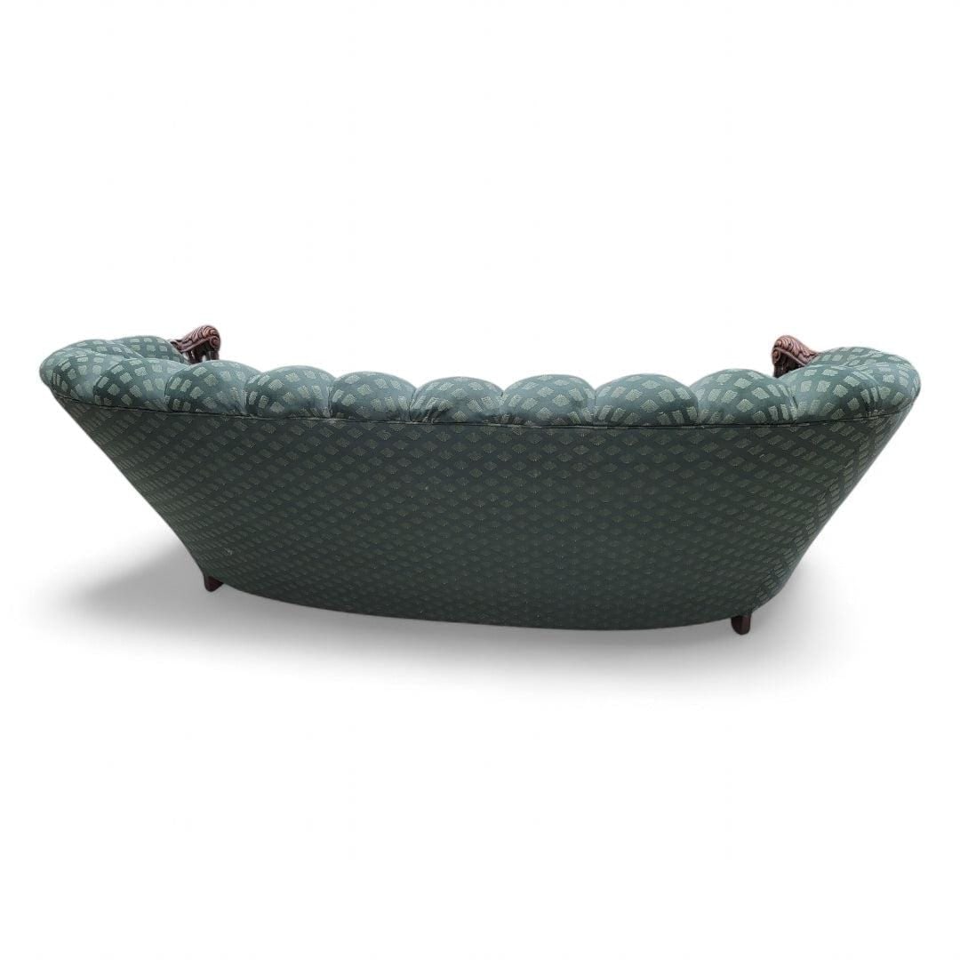 Art Deco Carved Ornate Channel Back Curved 3 Seat Sofa and Lounge Chair with Ottoman for - 7