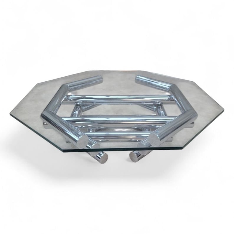 MCM Paul Mayen Style Stacked Chrome Coffee Table (1 of 7)
