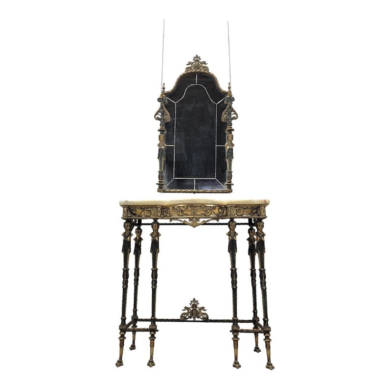 Antique Oscar Bach Style Console Table with Mirror (1 of 8)