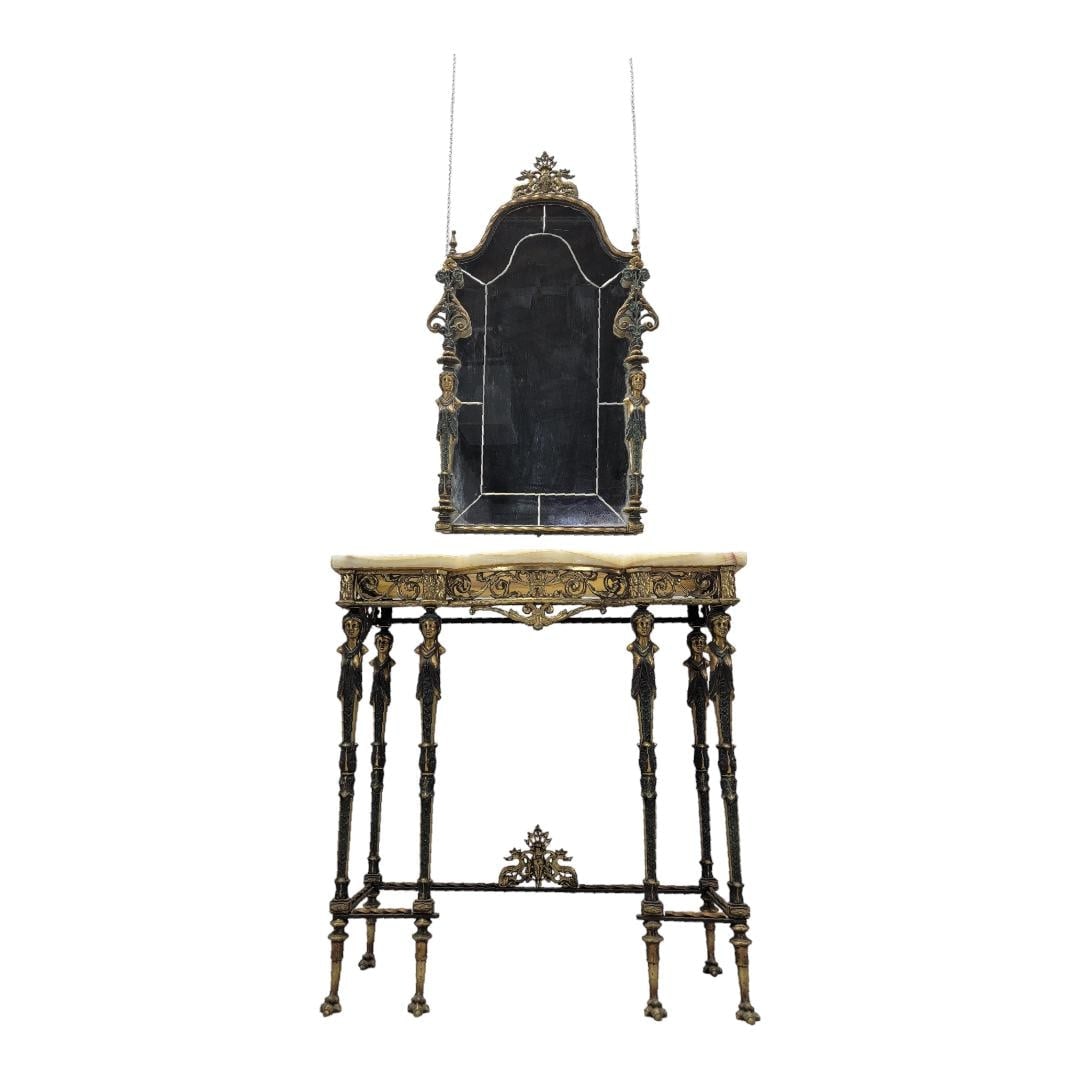 Antique Oscar Bach Style Console Table with Mirror - 2