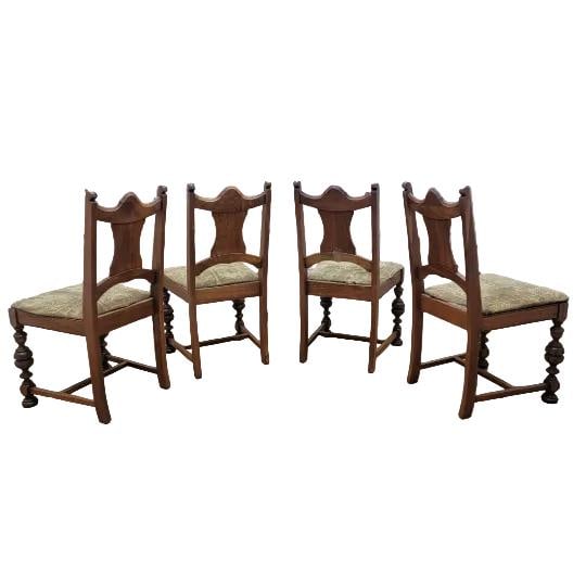 American Traditional Tudor Revival Dining Table with Four Chairs - 3