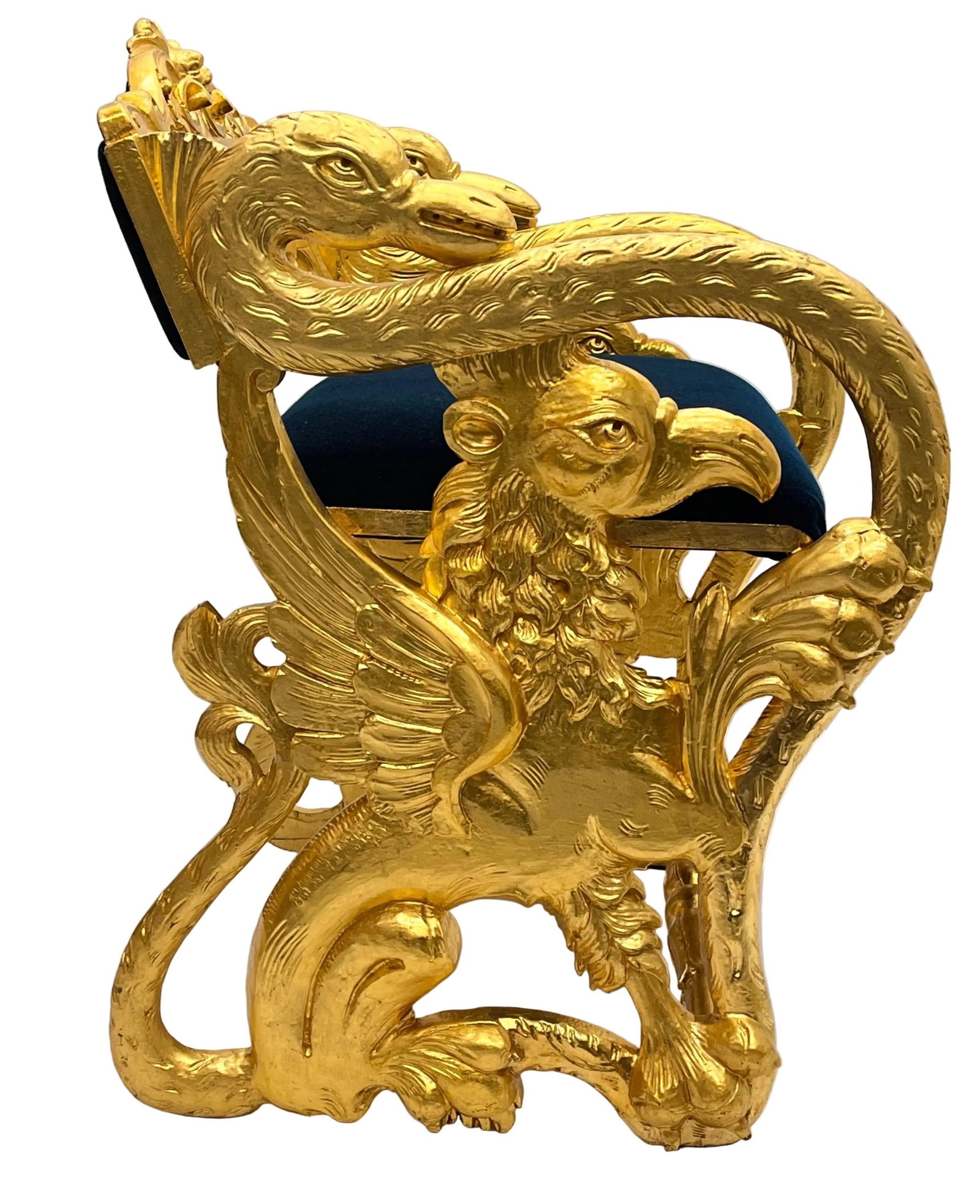 Antique Federal Style Carved Swan and Eagle Carousel Bench Newly Reupholstered - 3