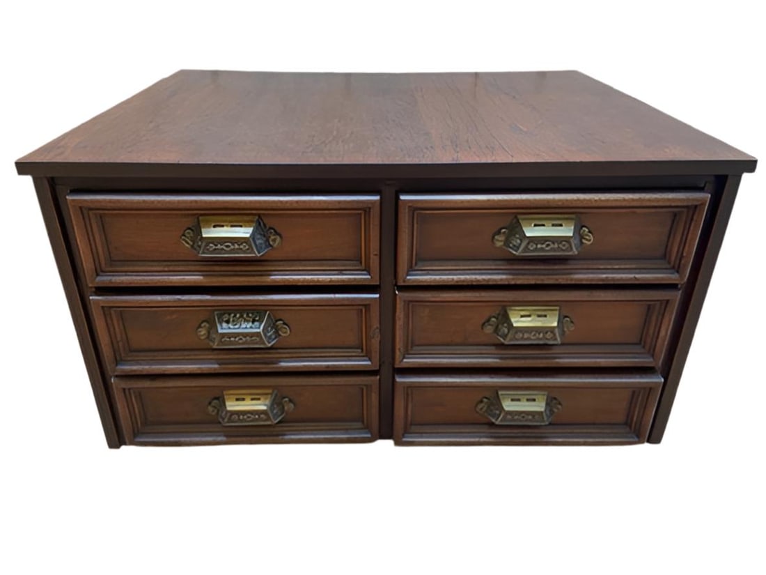 Antique Campaign Style Desk Top Letter File Chest - 3