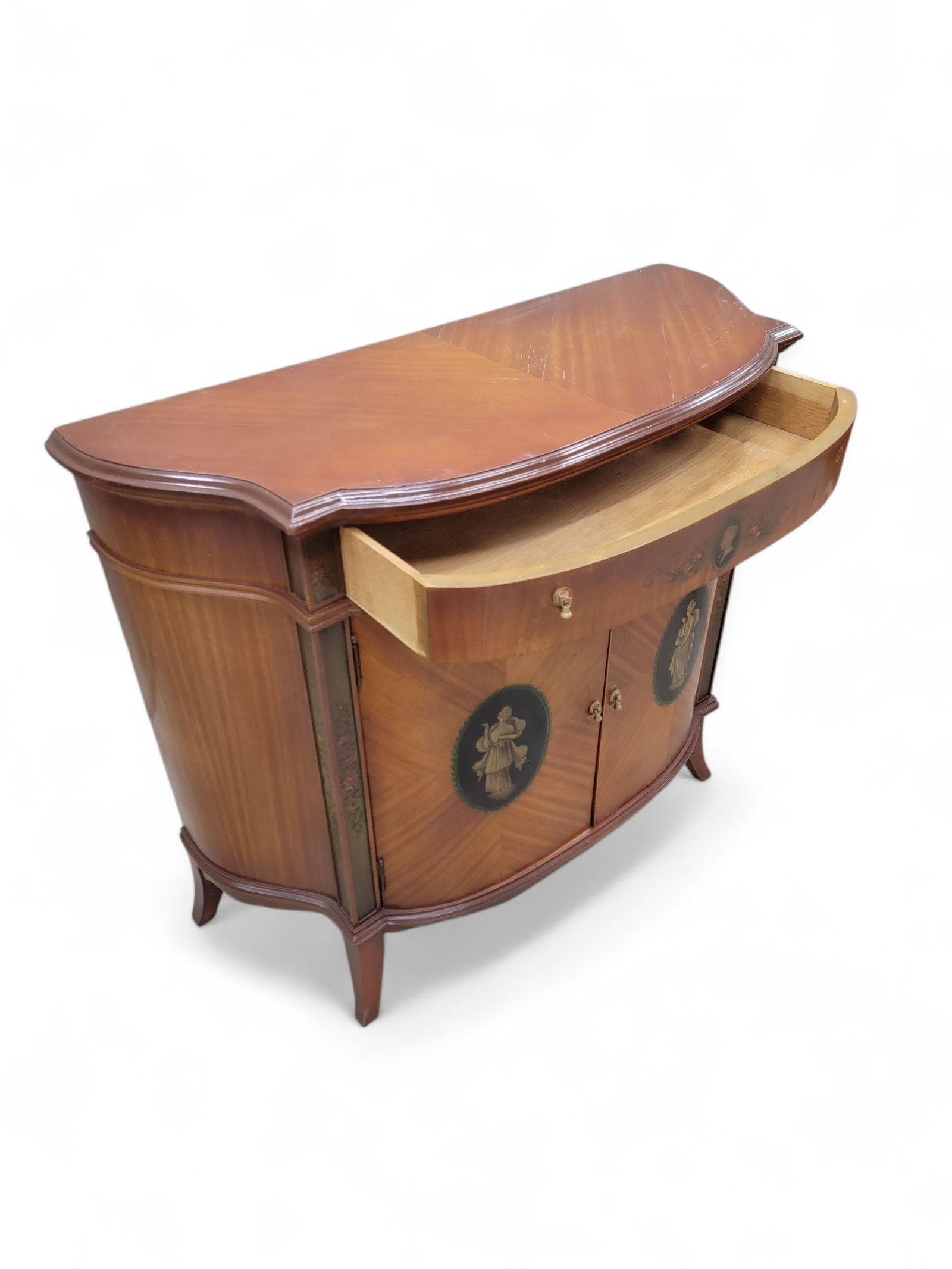 Antique French Neoclassical Style Demilune Cabinet - 3