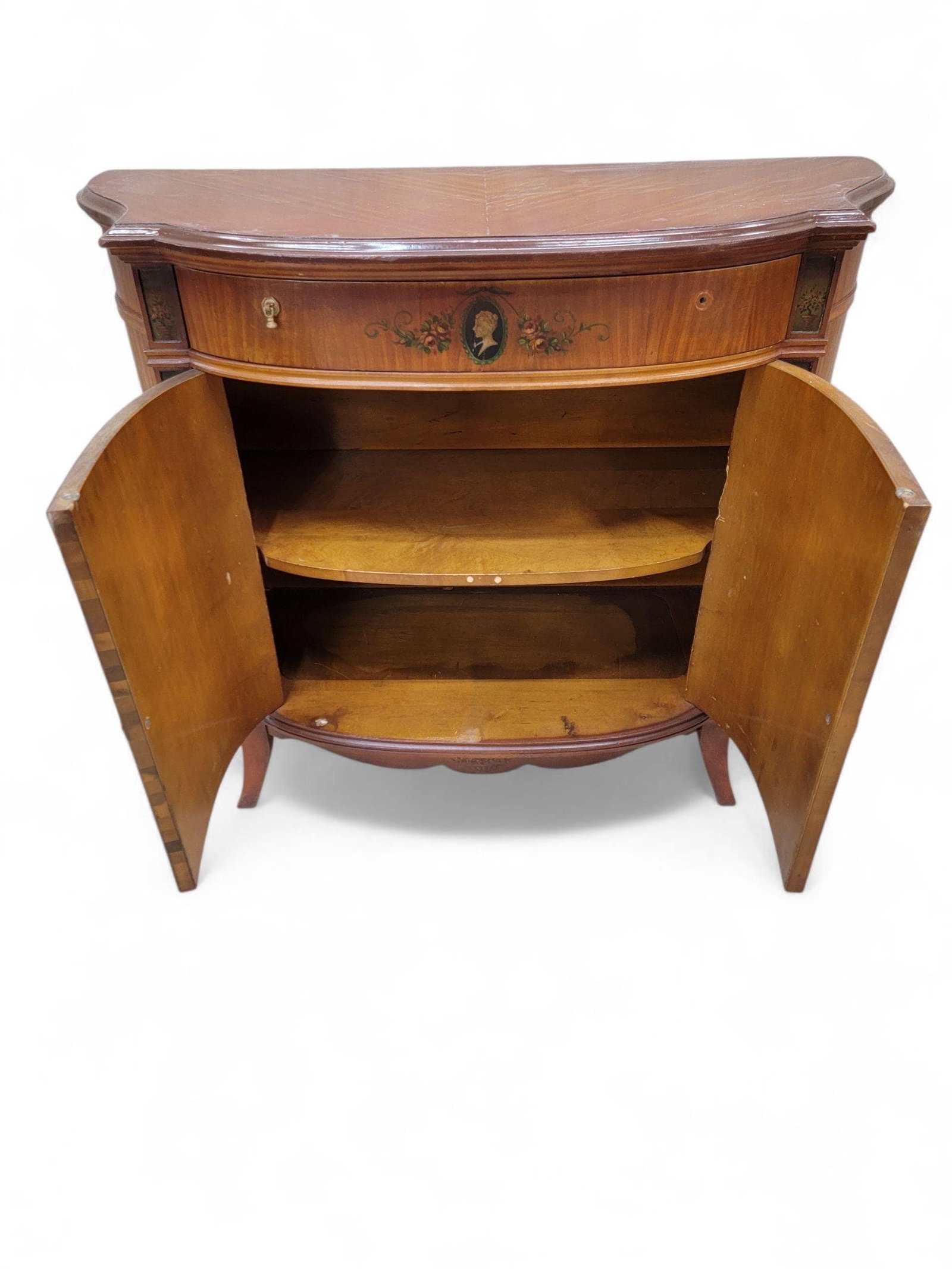 Antique French Neoclassical Style Demilune Cabinet - 4