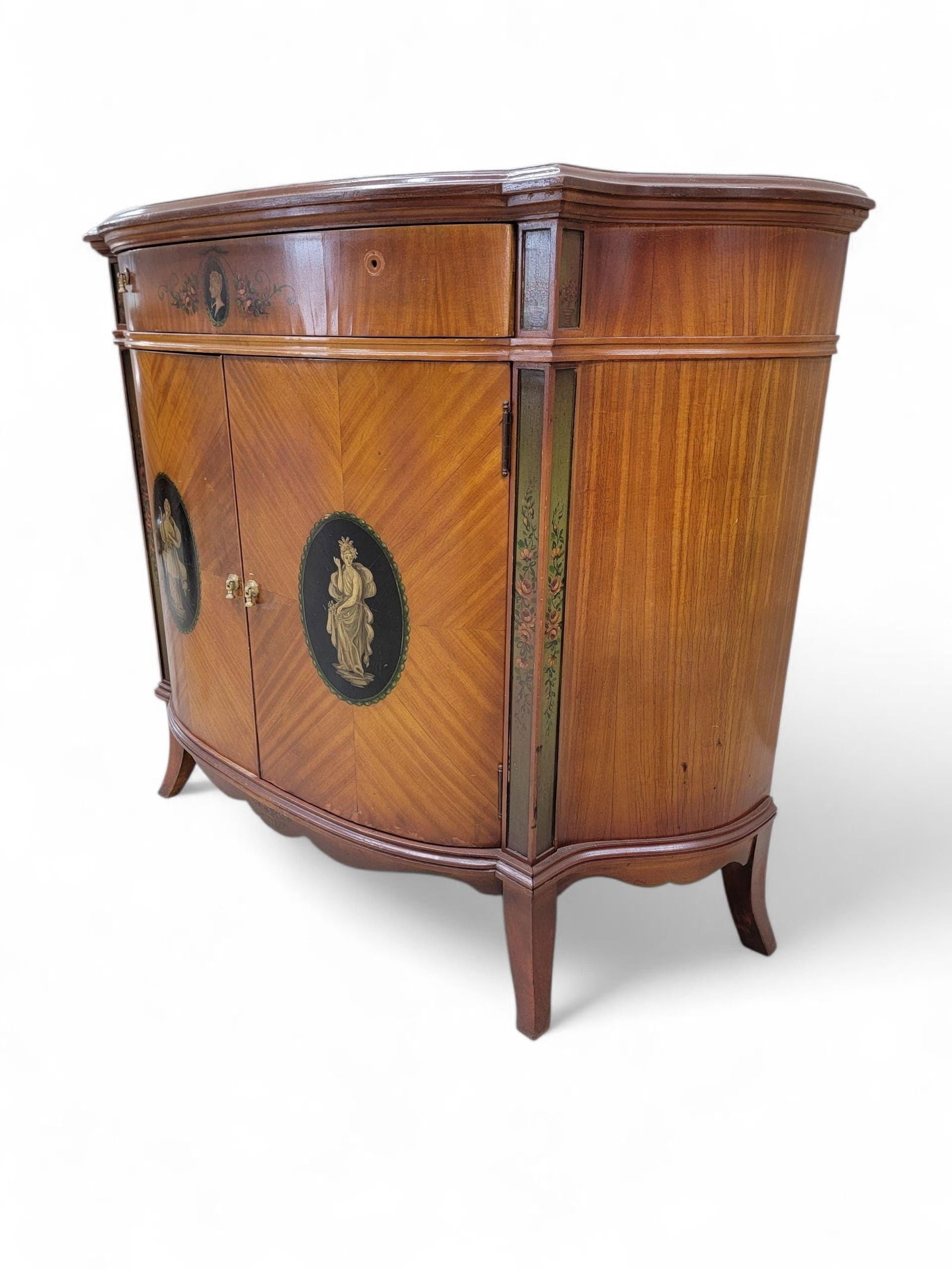 Antique French Neoclassical Style Demilune Cabinet - 5