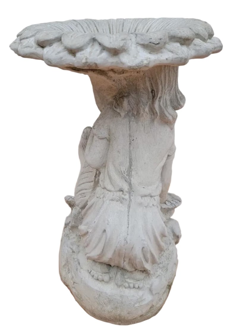 Vintage Figural Birdbath with Child & Sunflower - 6