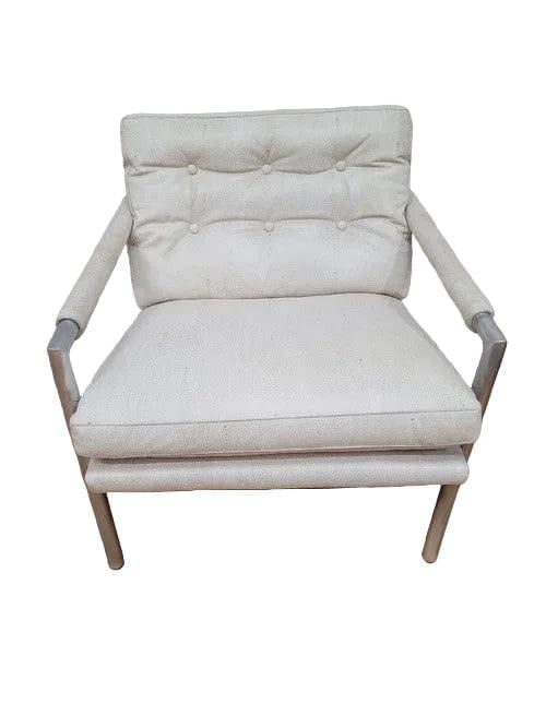 MCM Milo Baughman Chrome Flat Bar Chair Newly Reupholstered - 2