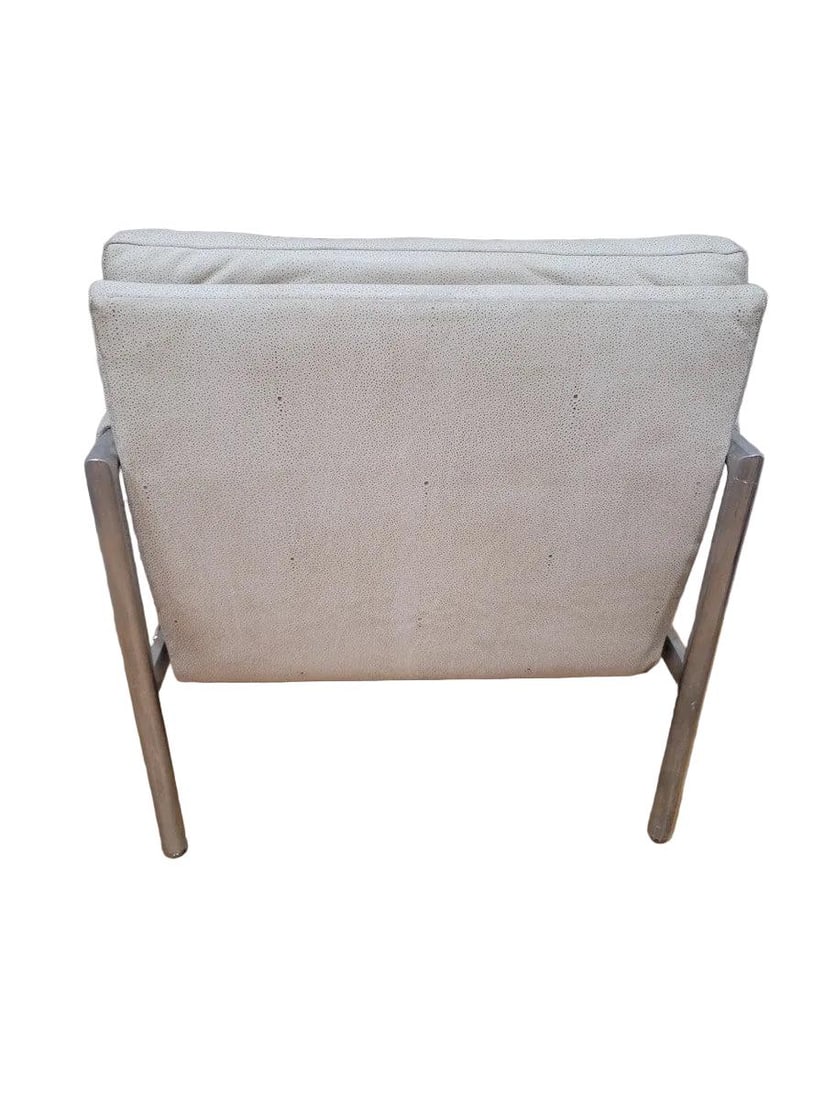 MCM Milo Baughman Chrome Flat Bar Chair Newly Reupholstered - 6
