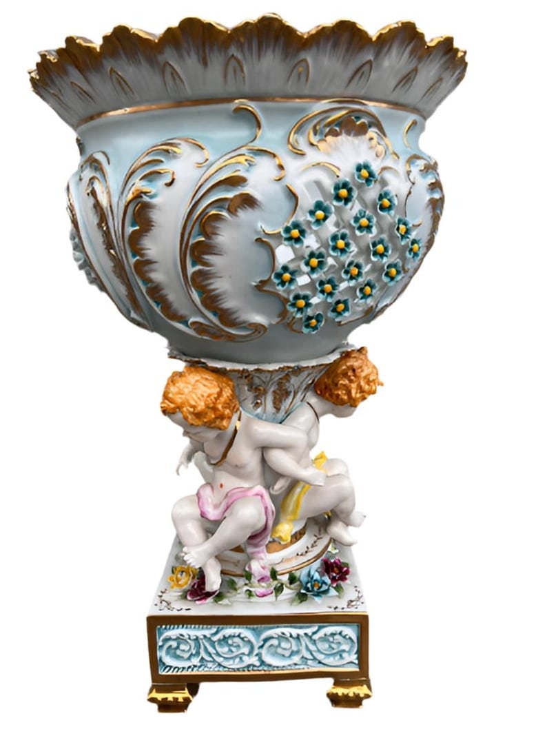 Antique Karl Richard Klemm Style Porcelain Centerpiece Vase (1 of 8)