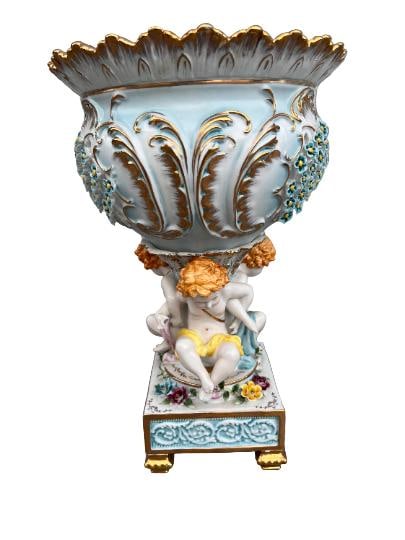 Antique Karl Richard Klemm Style Porcelain Centerpiece Vase - 5
