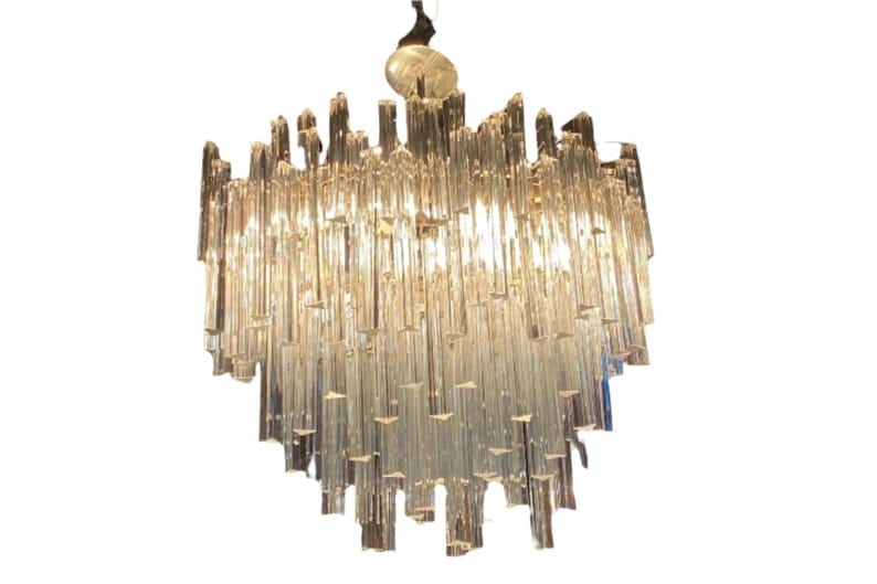 MCM Sculptural Camer Murano Glass Multi Tier Prism Chandelier (1 of 8)