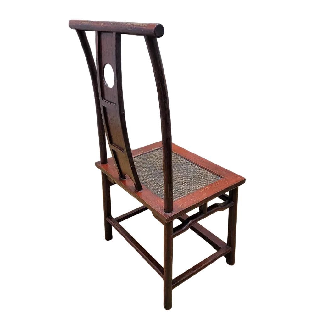 Antique Shanxi Province Red Lacquer Elm Side Chairs - Set of 3 - 3