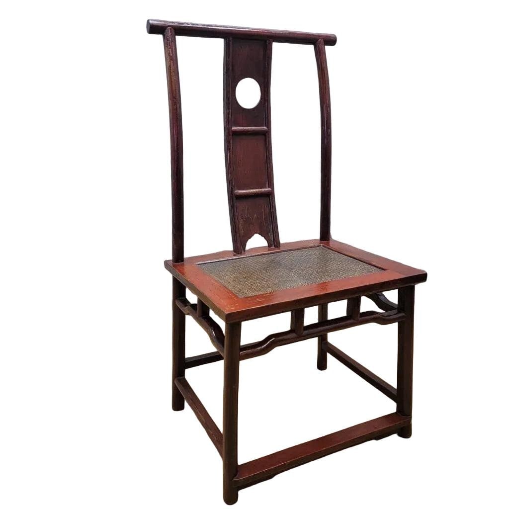 Antique Shanxi Province Red Lacquer Elm Side Chairs - Set of 3 - 4