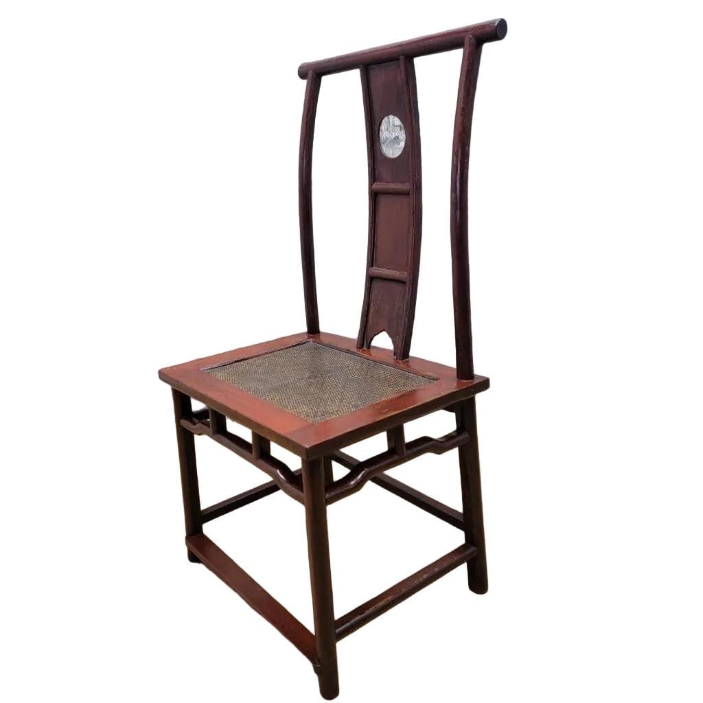 Antique Shanxi Province Red Lacquer Elm Side Chairs - Set of 3 - 7
