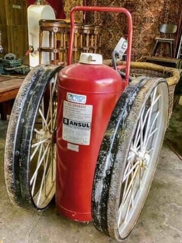 Antique Historic Chicago Fire Hose Cart and Fire Extinguisher - 2 Piece Set - 8