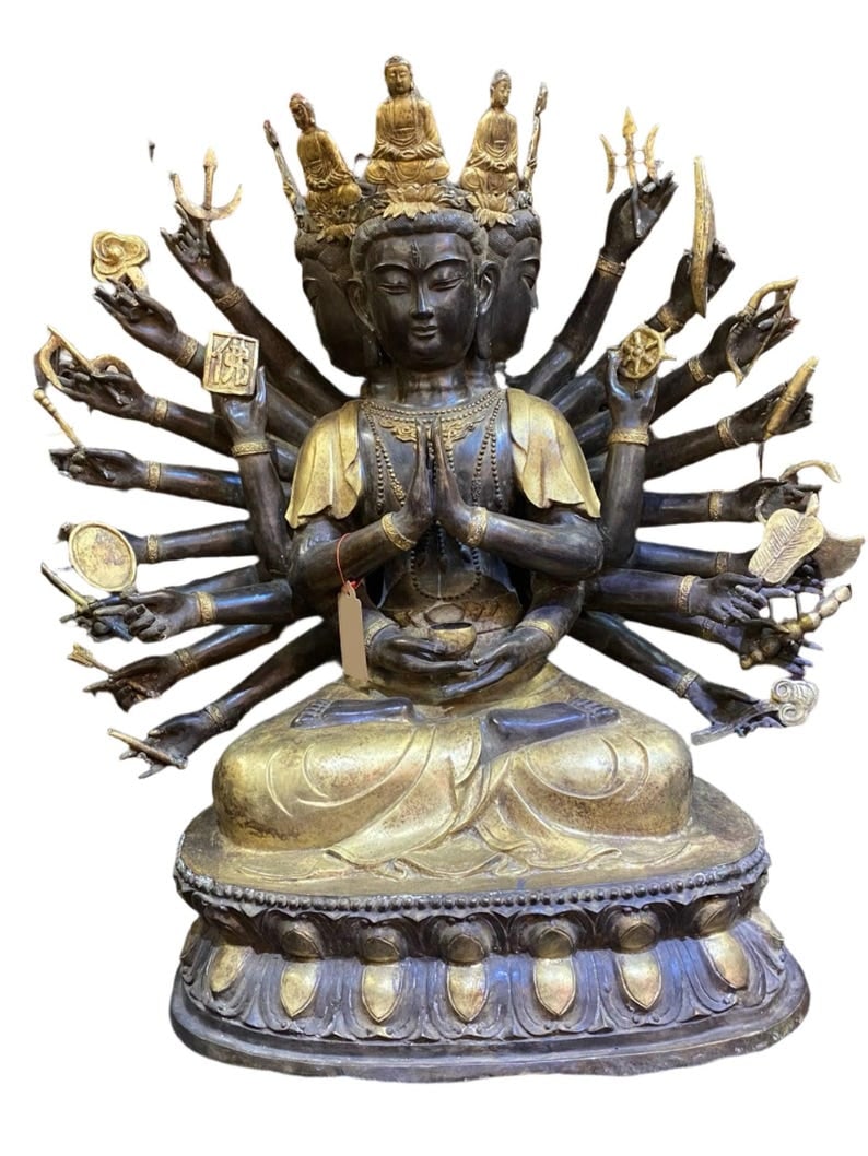 Antique Tibetan Praying Crowned Buddha (1 of 8)