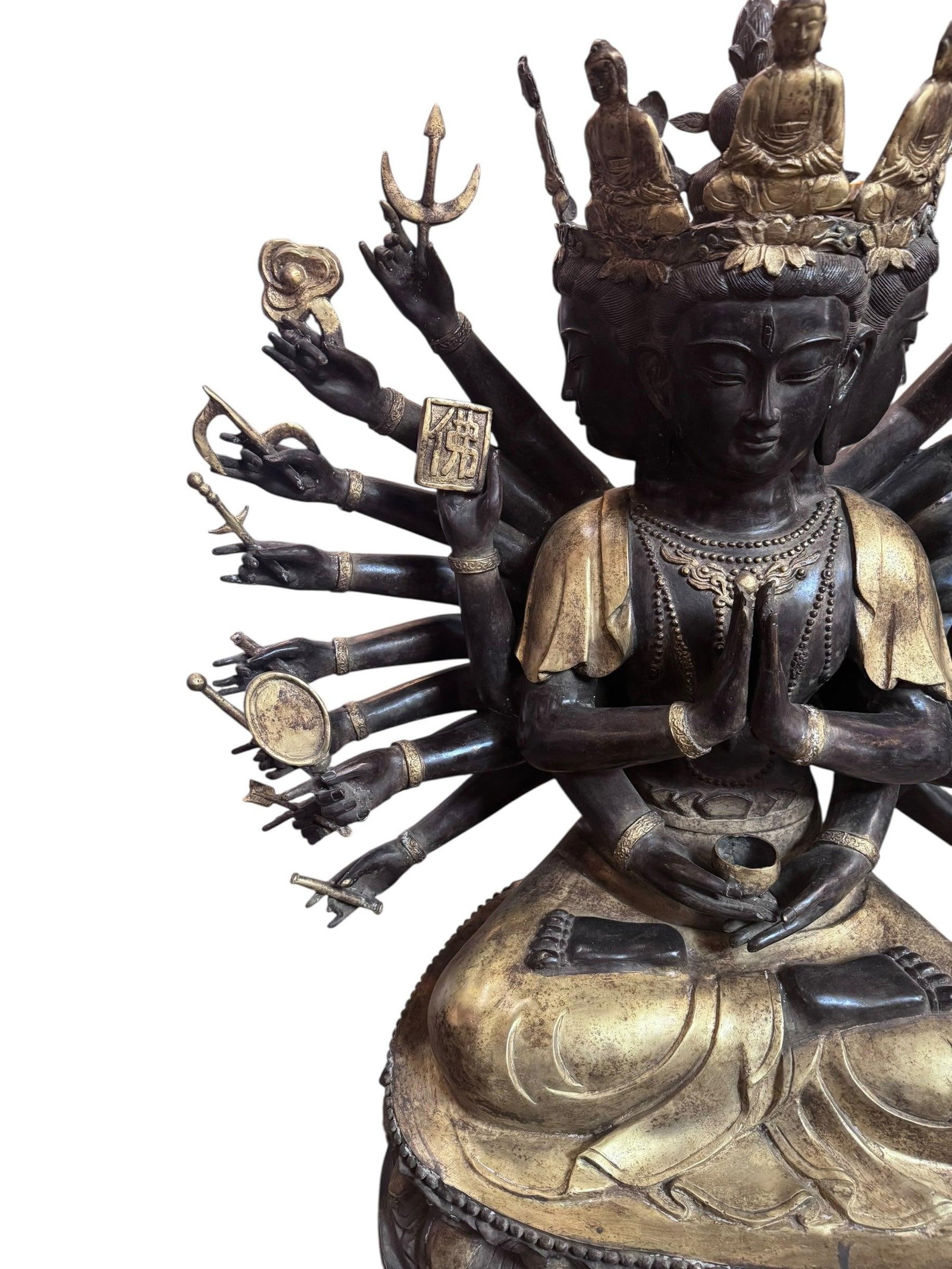 Antique Tibetan Praying Crowned Buddha - 4