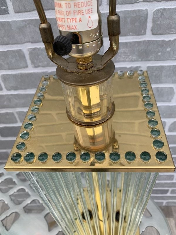 Mid Century Gaetano Sciolari Brass and Glass Rods Table Lamps - Pair - 5