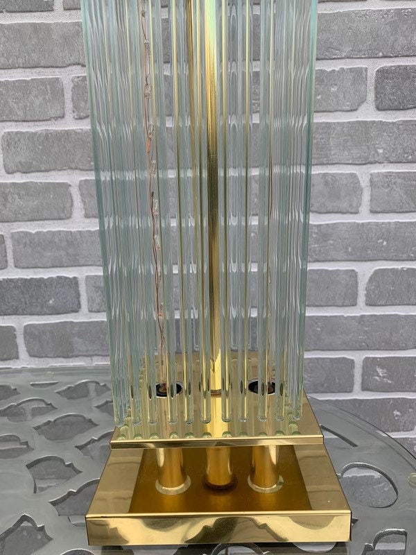Mid Century Gaetano Sciolari Brass and Glass Rods Table Lamps - Pair - 8