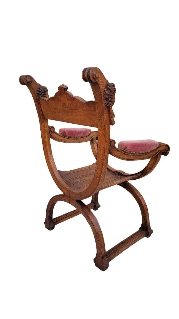 Antique Italian Renaissance Style Figural Savonarola Chair - 5