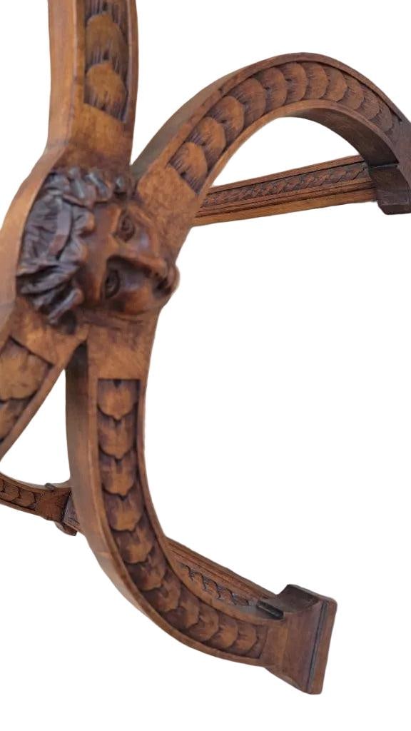 Antique Italian Renaissance Style Figural Savonarola Chair - 7