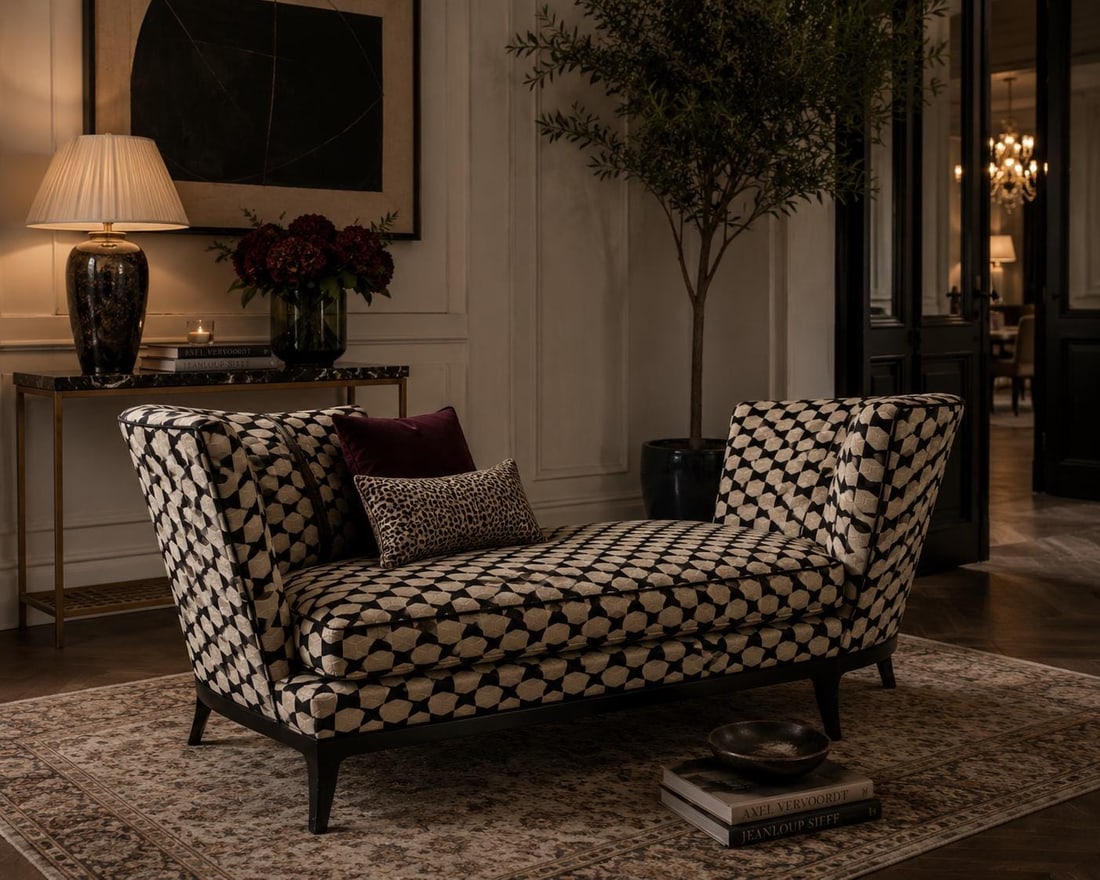 Vintage Geneva Tete-a-Tete Chaise Lounge by Donghia Newly Reupholstered - 2