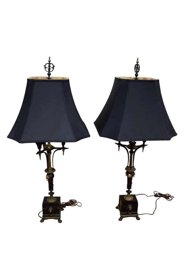 Antique Empire Revival Candelabra Table Lamps - Pair - 3