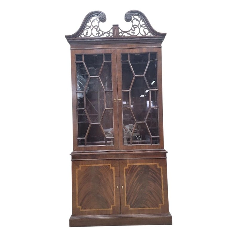 Antique Federal Style Flame Mahogany Display Cabinet by Councill (1 of 8)