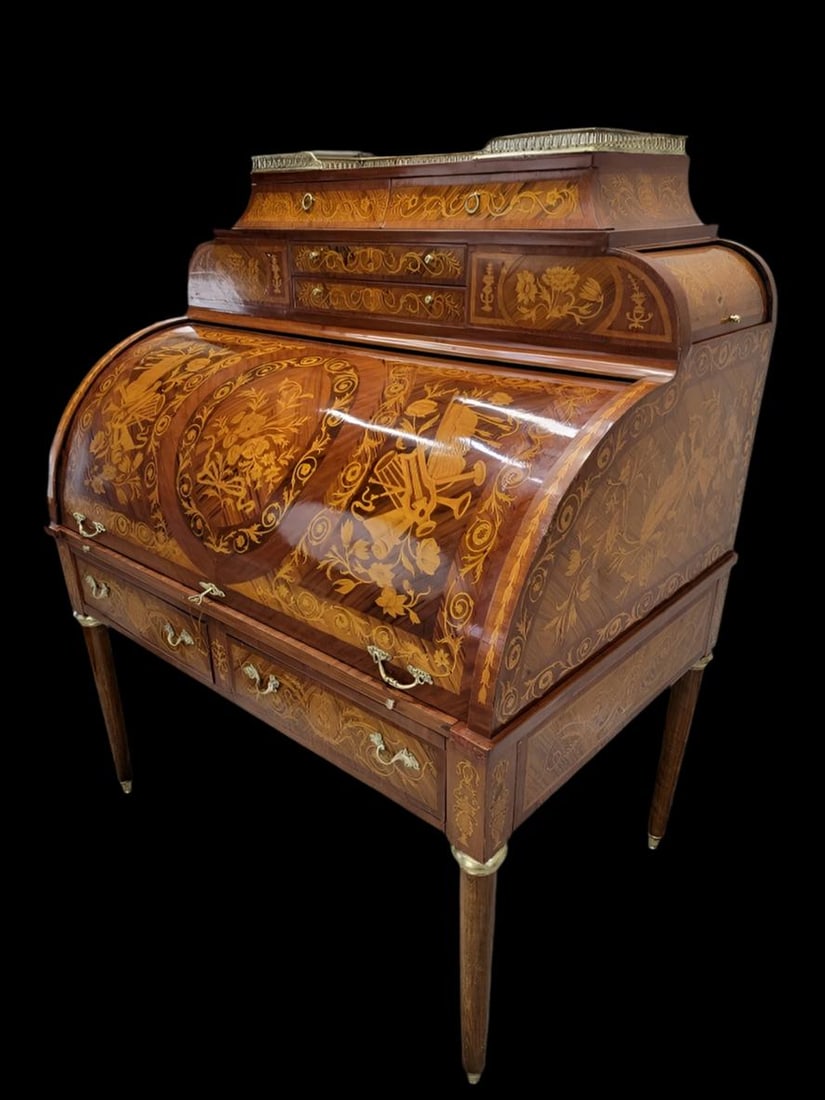Antique Monumental French Regency Barrel Roll Top Cylinder Desk - 3