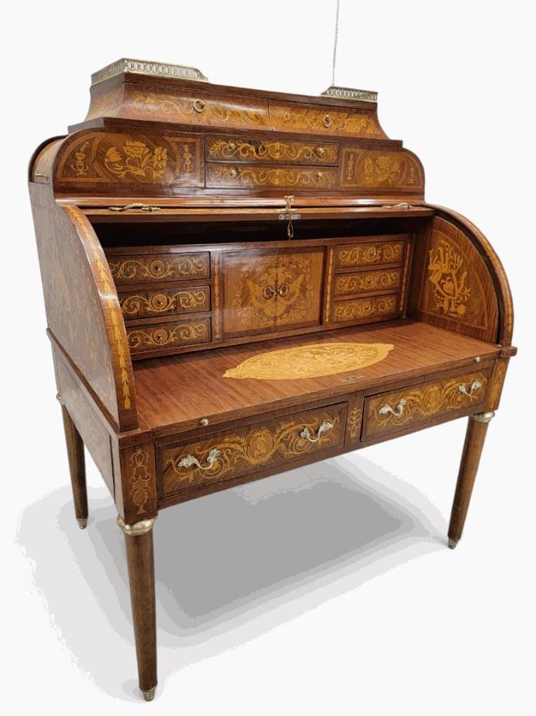 Antique Monumental French Regency Barrel Roll Top Cylinder Desk - 4