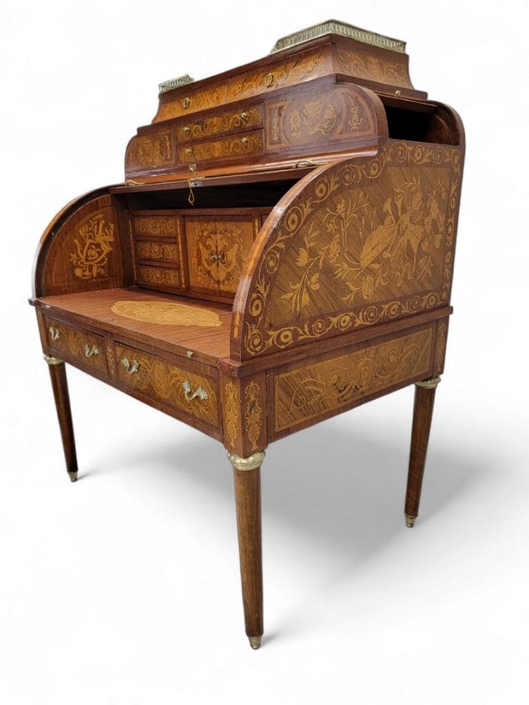 Antique Monumental French Regency Barrel Roll Top Cylinder Desk - 5
