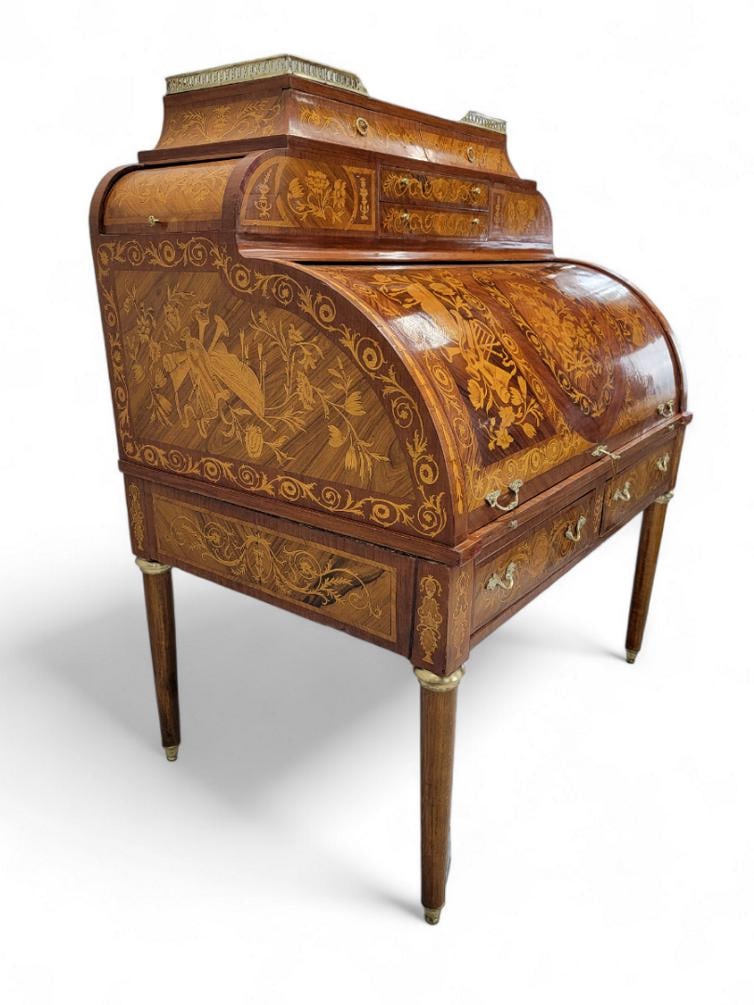 Antique Monumental French Regency Barrel Roll Top Cylinder Desk - 6