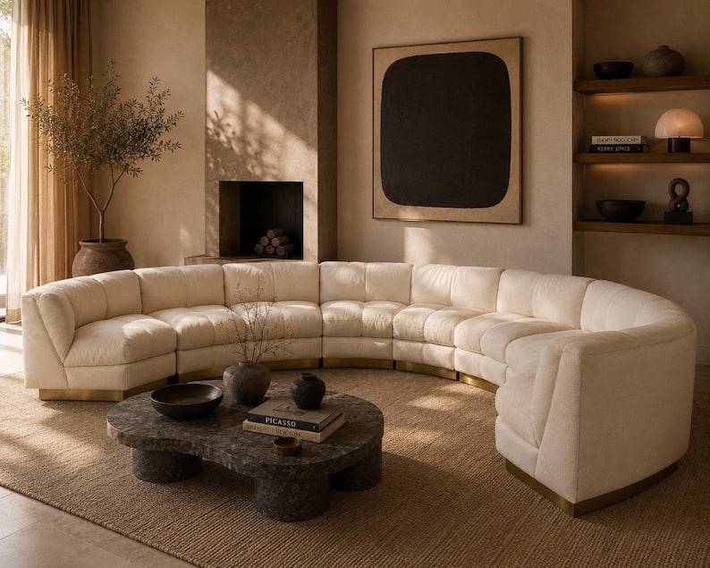 Vintage Modern 6 Piece Sectional Sofa for Reupholstery: .Vintage Modern 6 Piece Sectional Sofa for Reupholstery This vintage modern 6-piece sectional sofa offers a spacious and versatile seating arrangement, perfect for customization. Its clean lines and t
