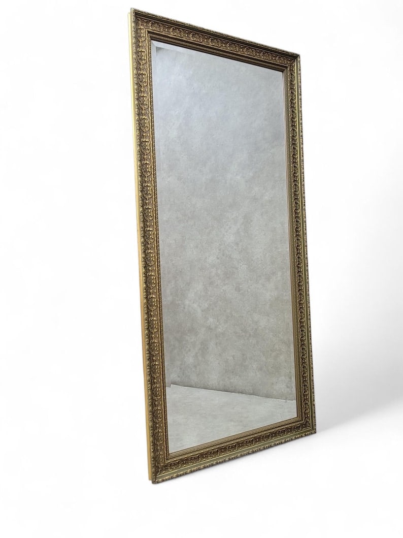 Antique French Carved & Gilded Frame Full Length Floor/Wall Beveled Mirror (1 of 8)