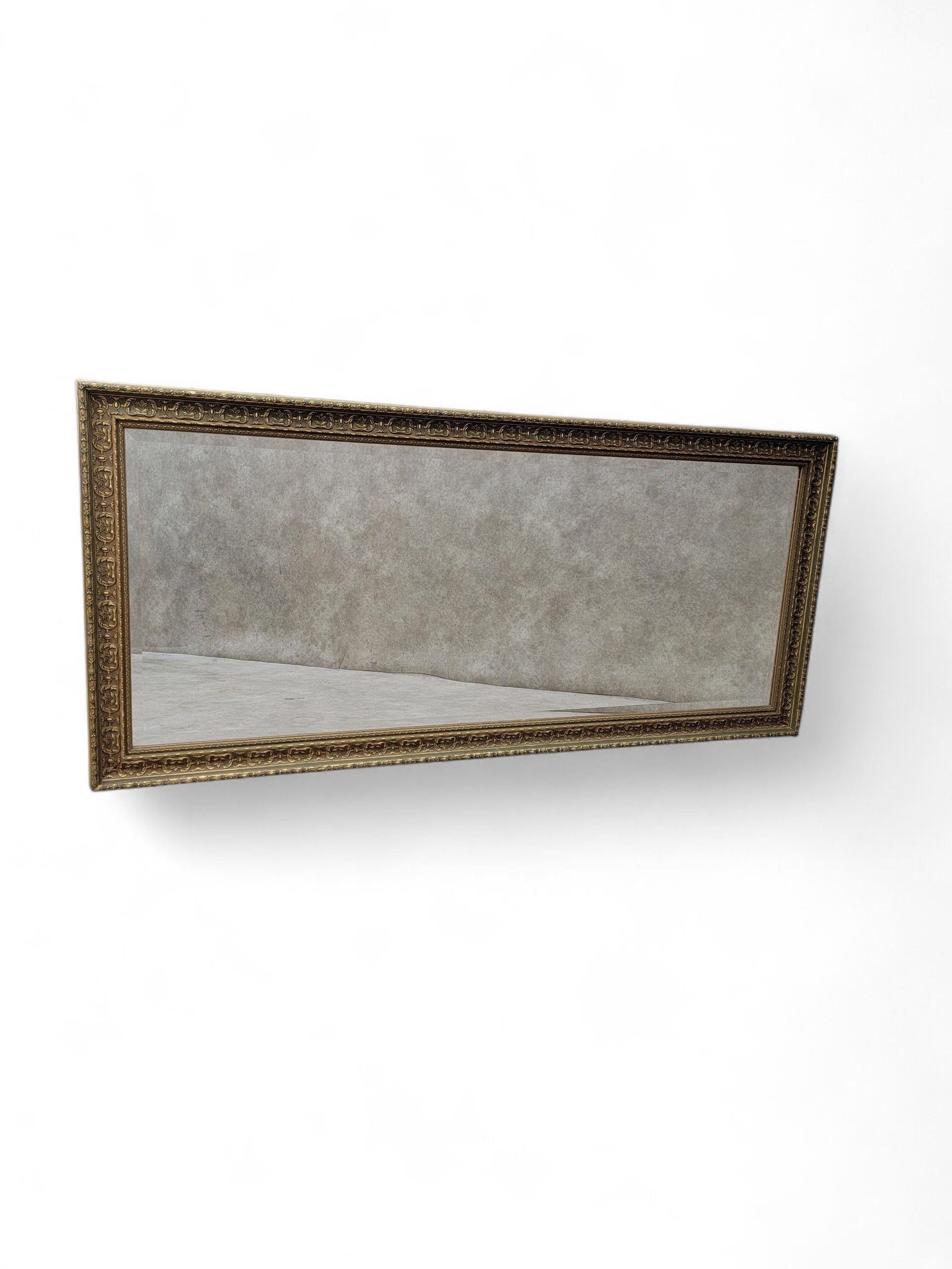 Antique French Carved & Gilded Frame Full Length Floor/Wall Beveled Mirror - 3