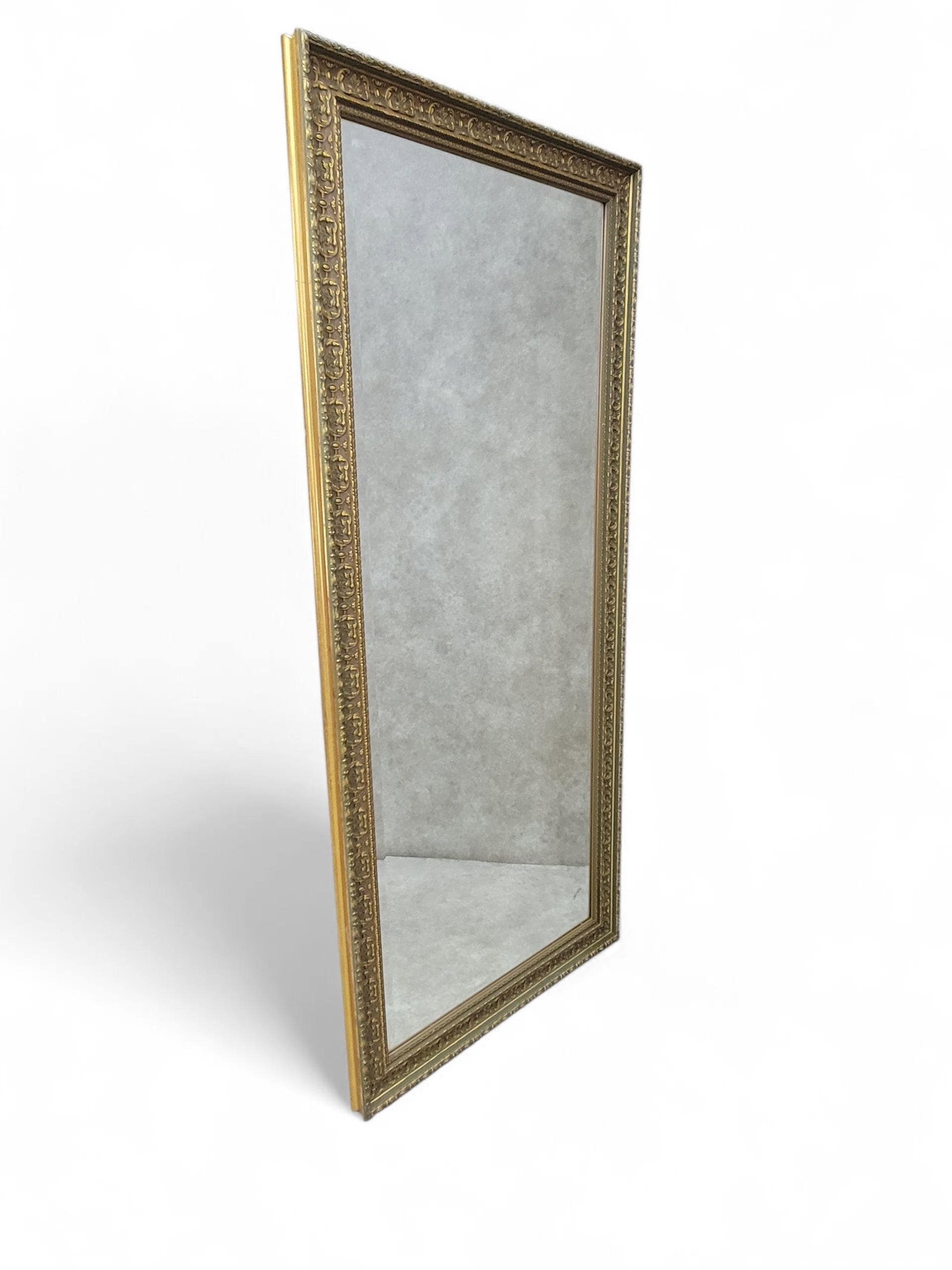 Antique French Carved & Gilded Frame Full Length Floor/Wall Beveled Mirror - 7