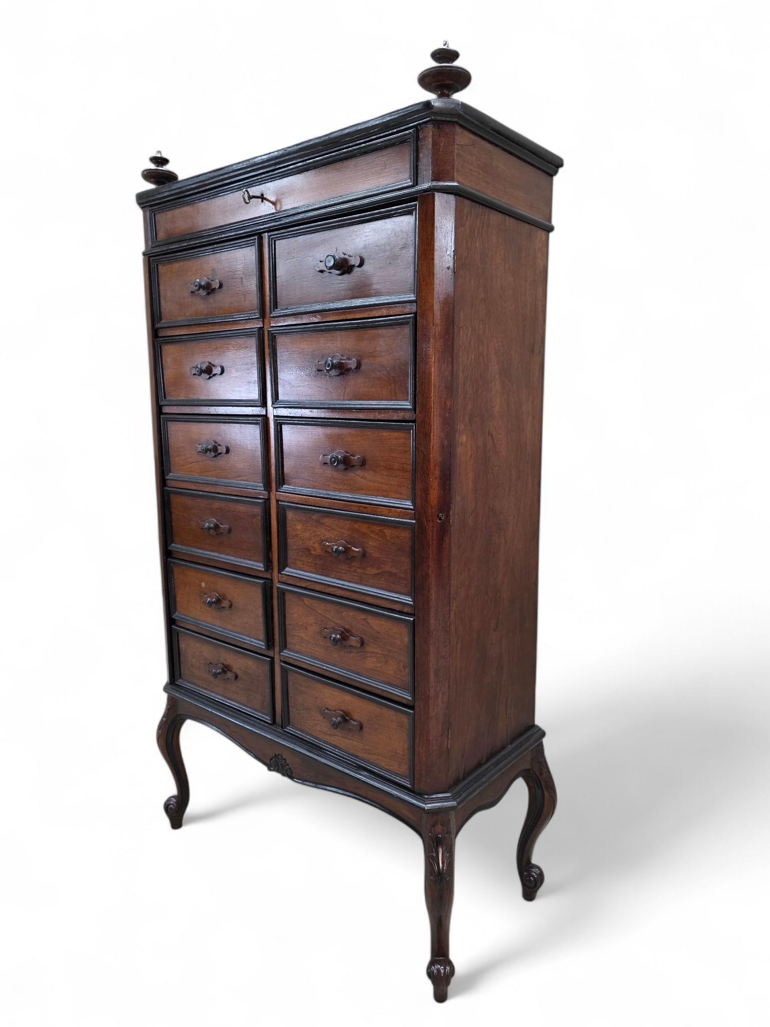 Antique Edwardian Style 13 Drawers Lock-Side Filing Cabinet - 3