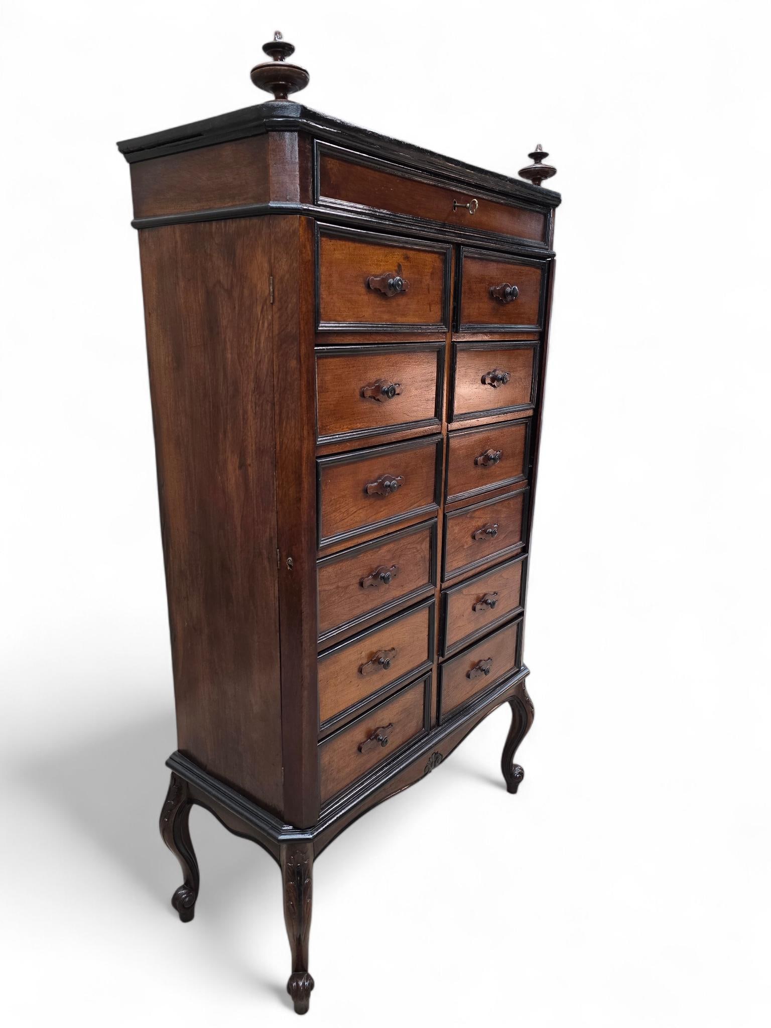 Antique Edwardian Style 13 Drawers Lock-Side Filing Cabinet - 4