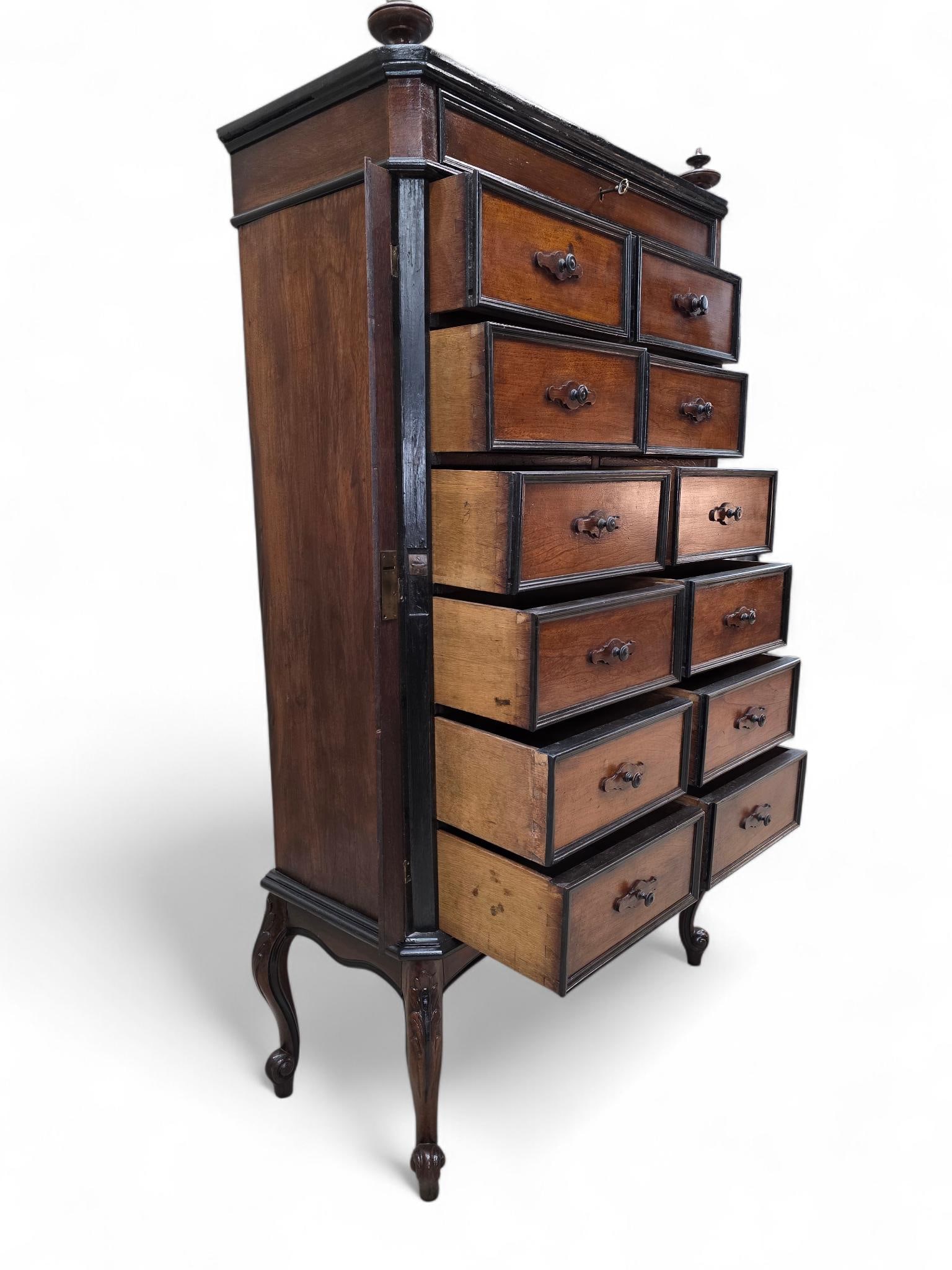 Antique Edwardian Style 13 Drawers Lock-Side Filing Cabinet - 5
