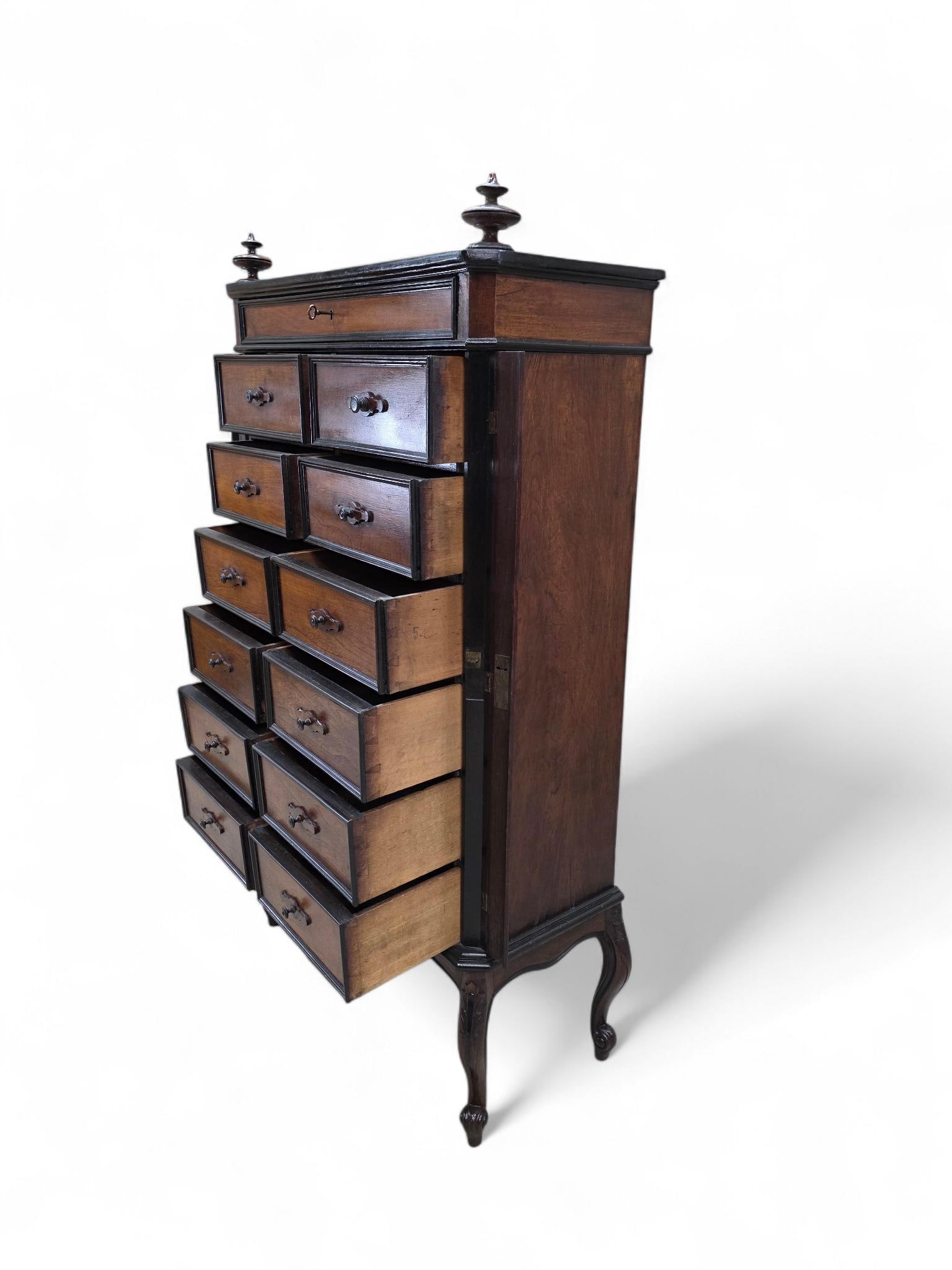 Antique Edwardian Style 13 Drawers Lock-Side Filing Cabinet - 8