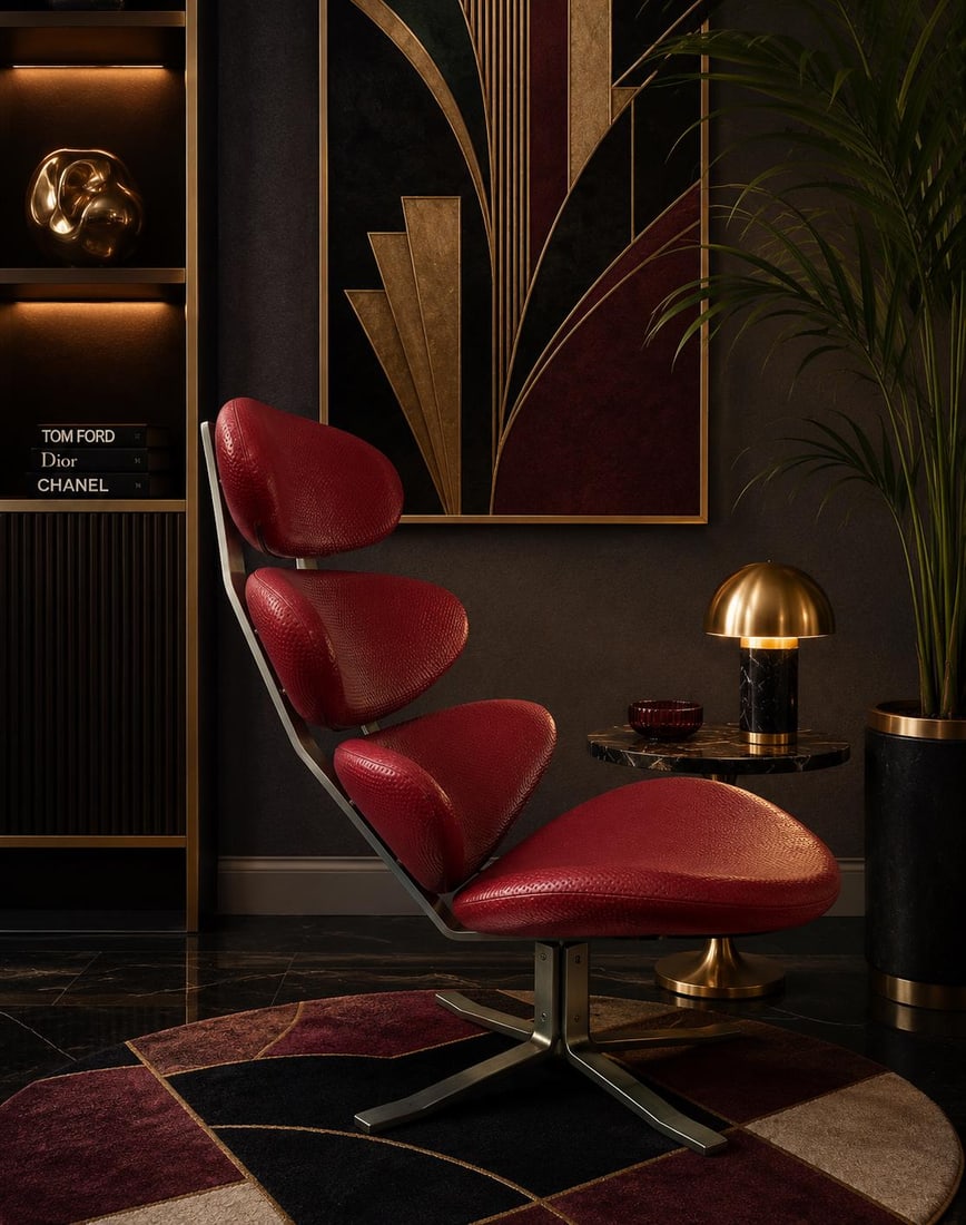 MCM Corona Chair by Poul M. Volther Newly Upholstered in Embossed Red Leather - 2