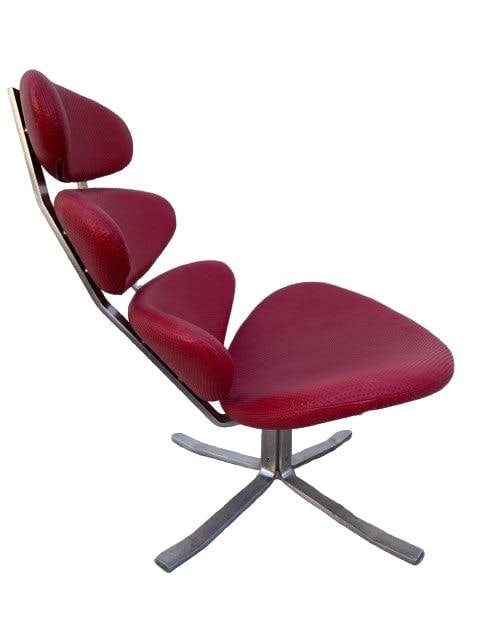 MCM Corona Chair by Poul M. Volther Newly Upholstered in Embossed Red Leather - 4