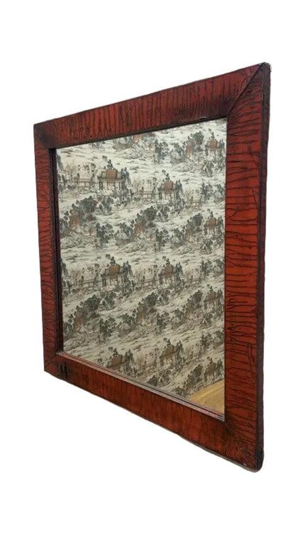 Vintage Shanxi Province Red Linen Mirror (1 of 5)